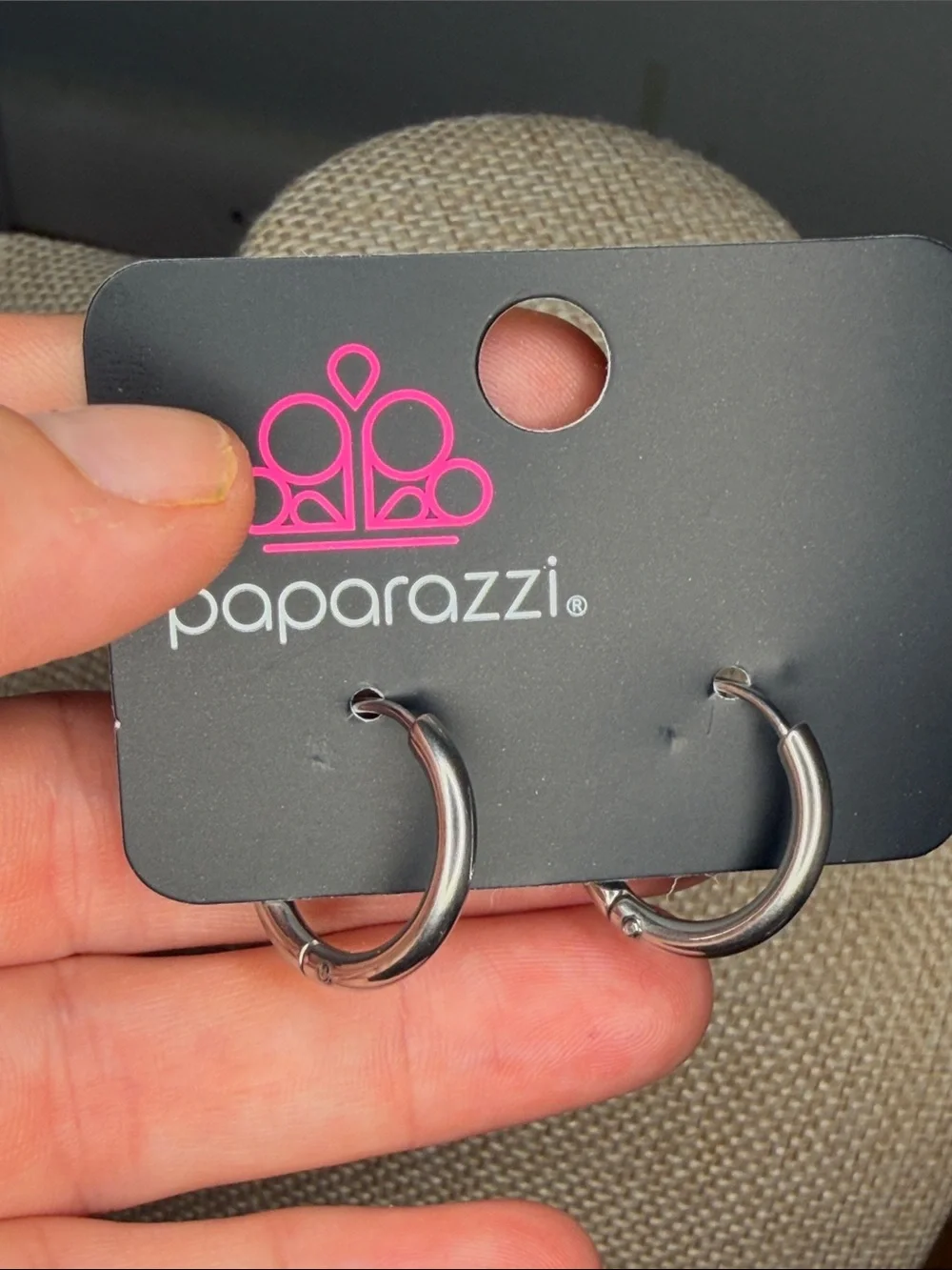 paparazzi Silvertone Shiny Mini Hoops